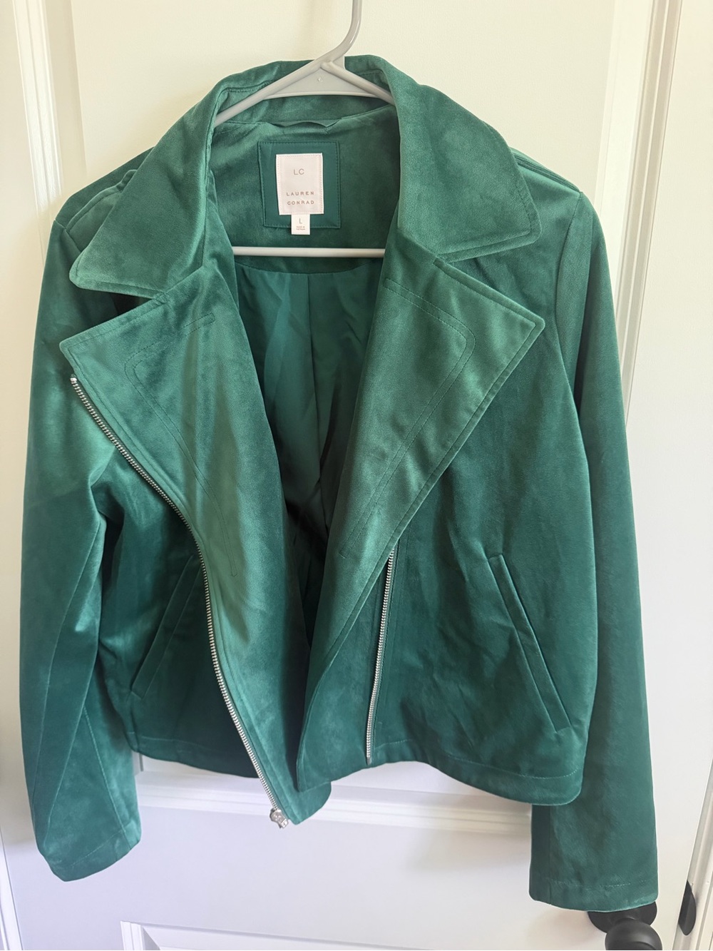 LC Lauren Conrad Teal Suede Moto Jacket